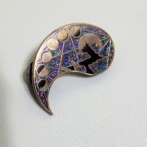 Zed's Dead half moon pin, chrome and purple from Baker's Collective